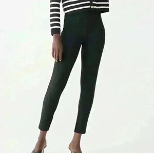 J. Crew NWT Pixie Stretch Zip Front Pant in Black size 12S leather trim